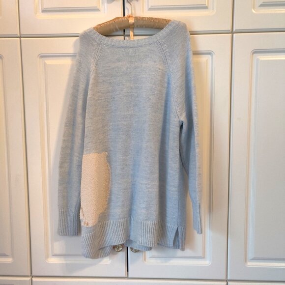 Lauren Conard Light Blue Polar Bear Sweater, Size XXL, New - Picture 3 of 3